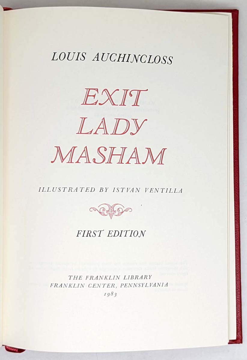Exit Lady Masham - Louis Auchincloss 1983 | 1st Limited Edition SIGNED