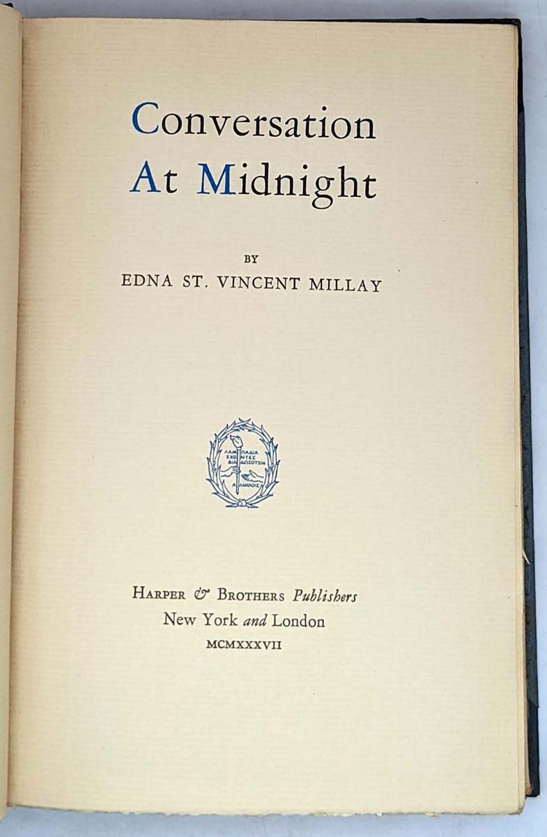 Conversation At Midnight - Edna St. Vincent Millay 1937 | 1st Edition