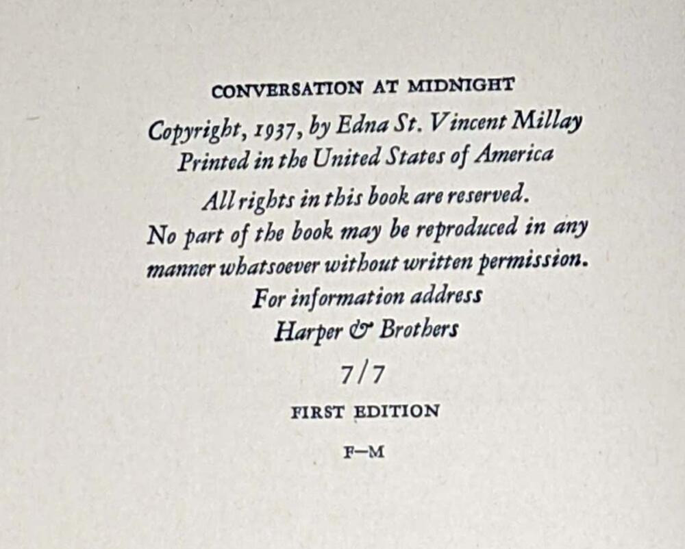 Conversation At Midnight - Edna St. Vincent Millay 1937 | 1st Edition