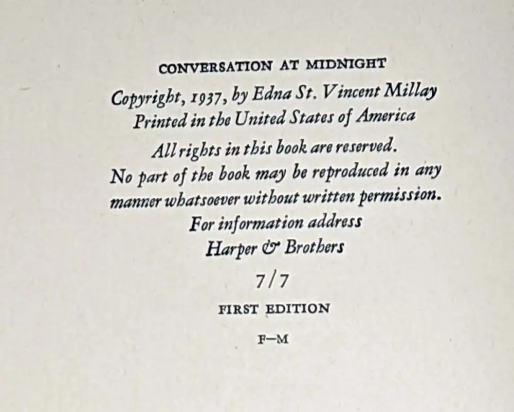 Conversation At Midnight - Edna St. Vincent Millay 1937 | 1st Edition