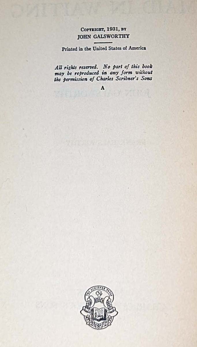 Maid in Waiting (Forsyte Saga 7) - John Galsworthy 1931 | 1st Edition