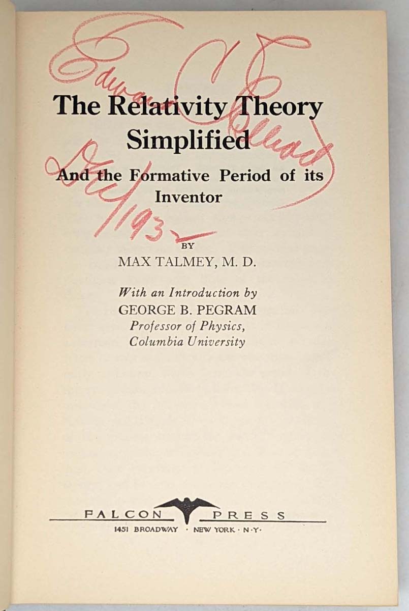 The Relativity Theory Simplified - Max Talmey 1932 | 1st Edition