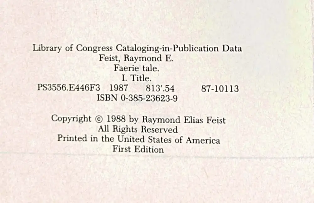 Faerie Tale - Raymond E. Feist 1988 | 1st Edition