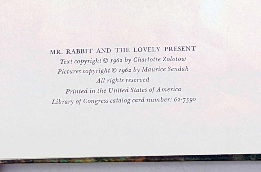 Mr. Rabbit and the Lovely Present - Charlotte Zolotow (Sendak) 1962 | 1st Edition