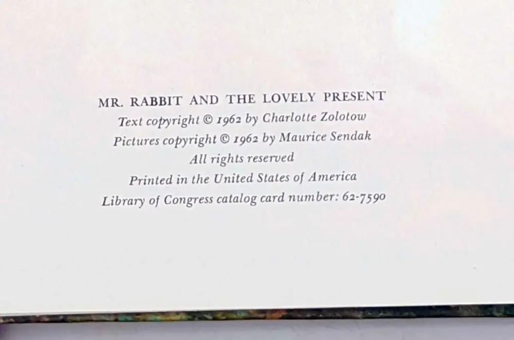 Mr. Rabbit and the Lovely Present - Charlotte Zolotow (Sendak) 1962 | 1st Edition