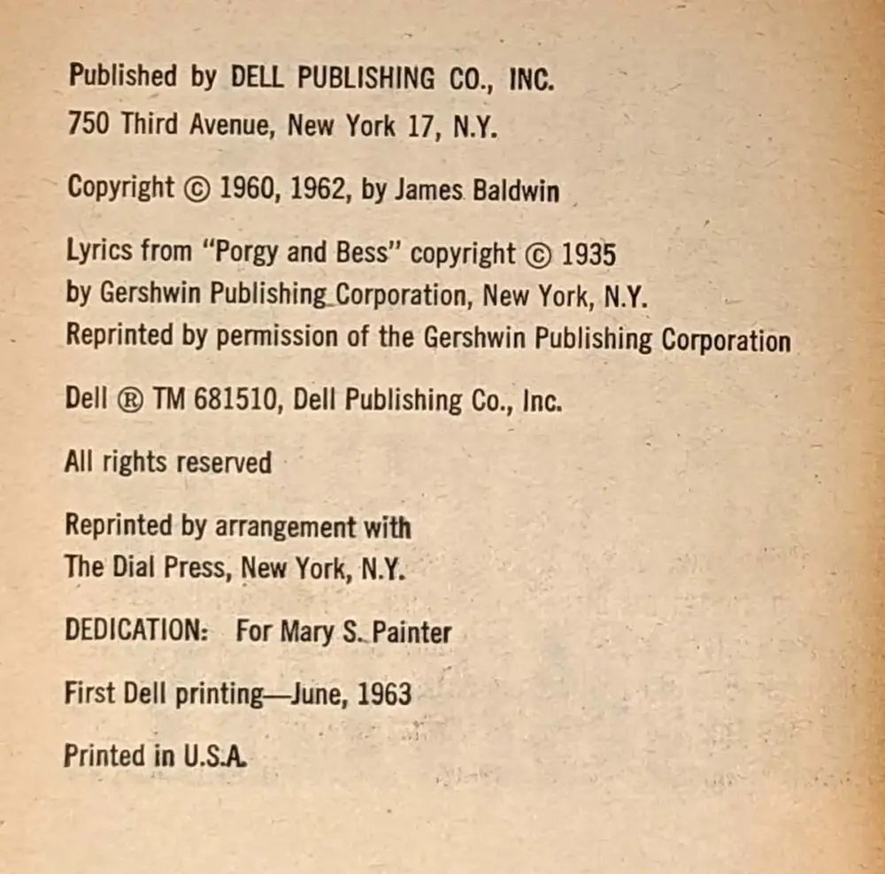Another Country - James Baldwin 1963 | 1st Dell PB Edition