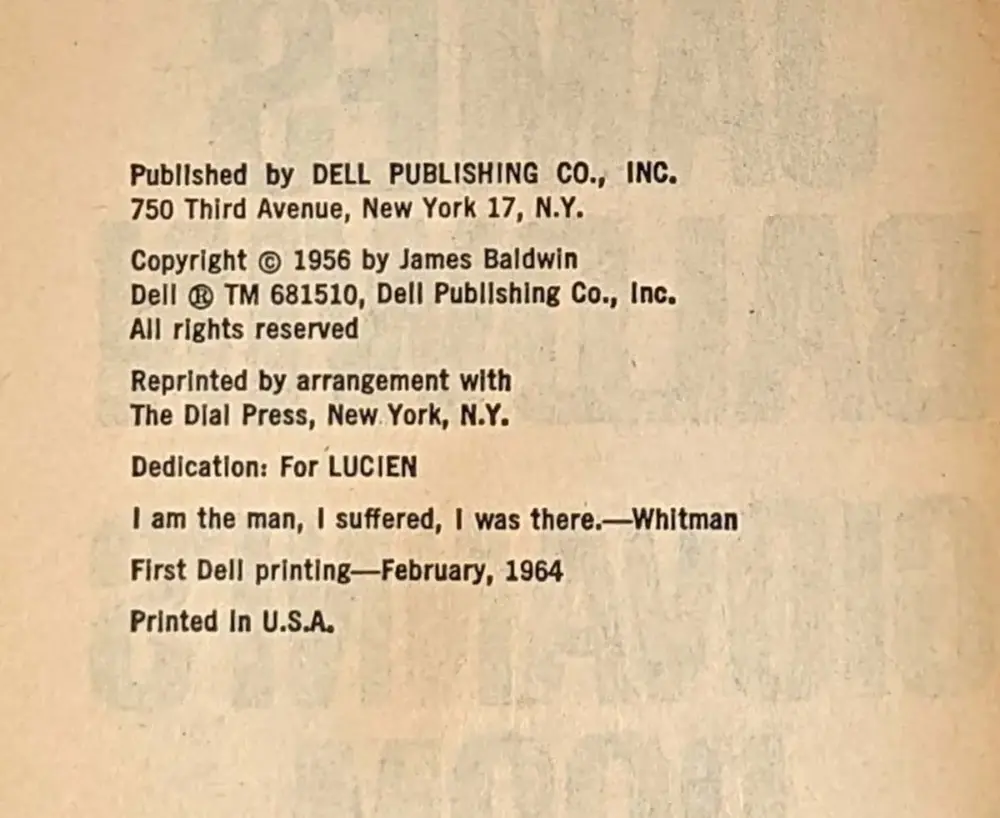 Giovanni's Room - James Baldwin 1964 | 1st PB Edition