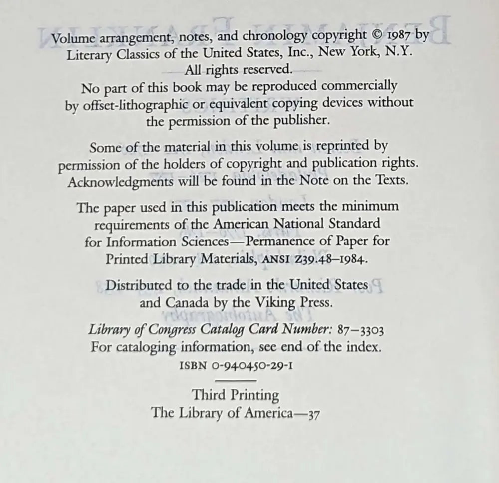 Benjamin Franklin Writings - Library of America