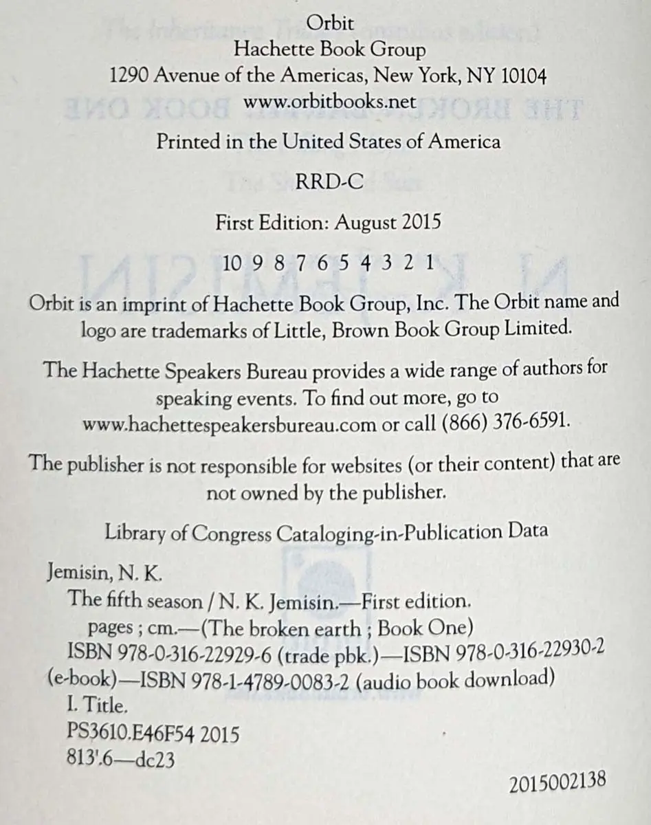 The Fifth Season - N. K. Jemisin 2015 | 1st Edition