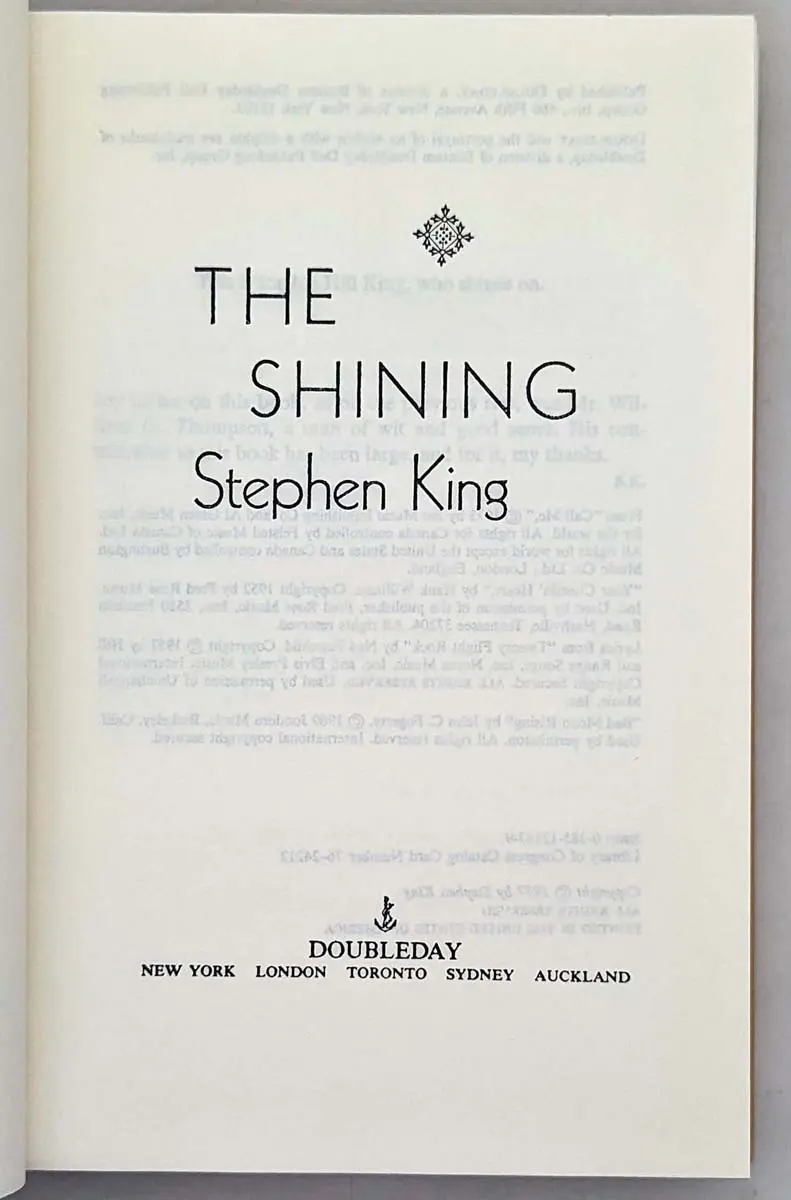 The Shining - Stephen King 1977 | BCE