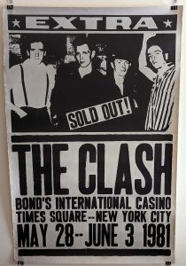 The Clash – Bond's Casino Concert Poster - New York 1981