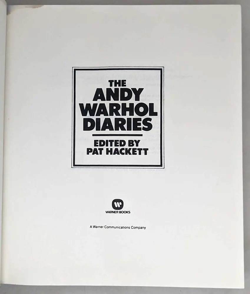 The Andy Warhol Diaries - Pat Hackett 1989 | 1st Edition - Image 4