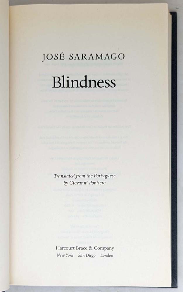 Blindness - José Saramago 1997 | 1st Edition