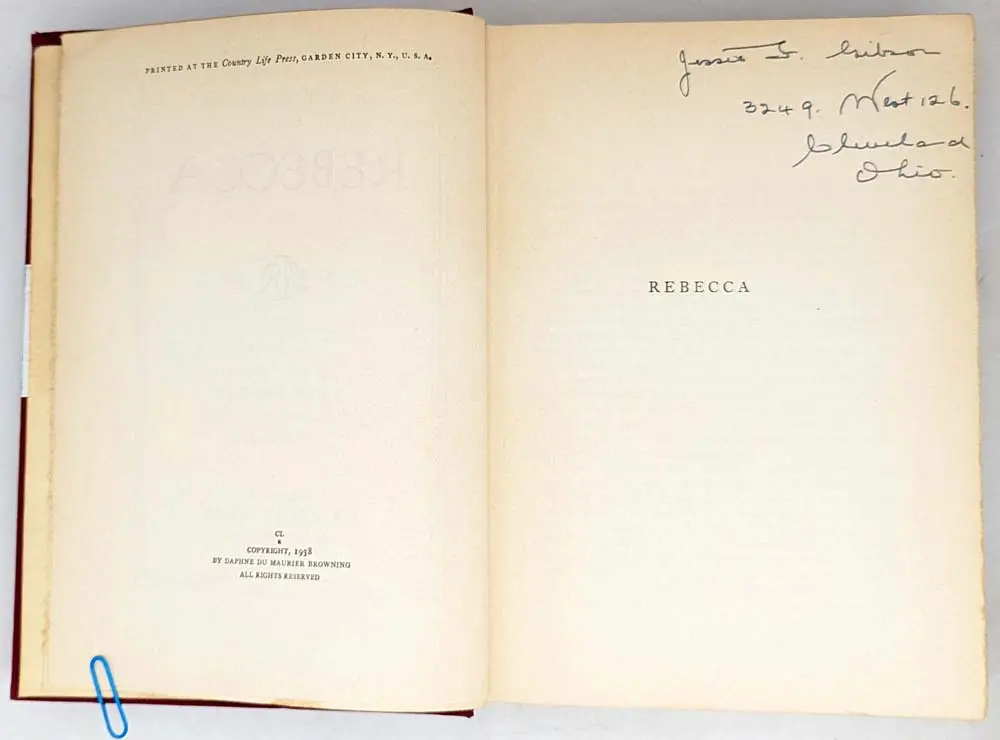 Rebecca - Daphne Du Maurier 1939
