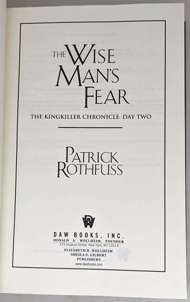 Wise Man's Fear - Patrick Rothfuss 2011 | 1st Edition