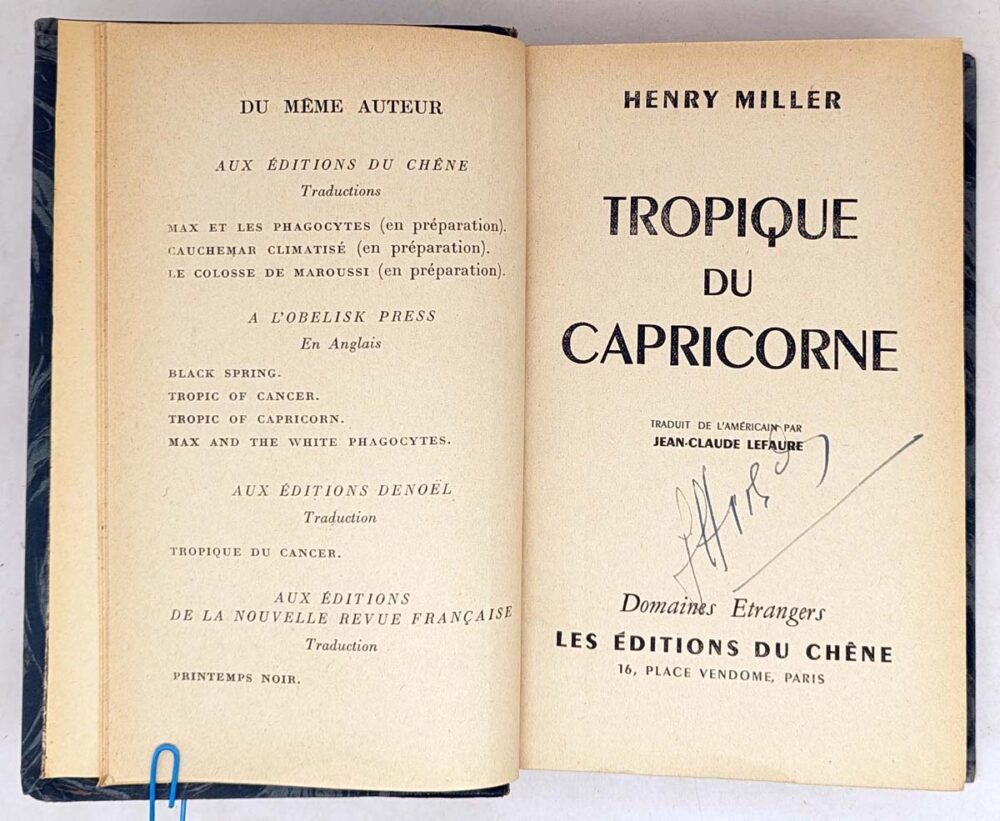 Tropique du Capricorne - Henry Miller 1946 | 1st French Edition