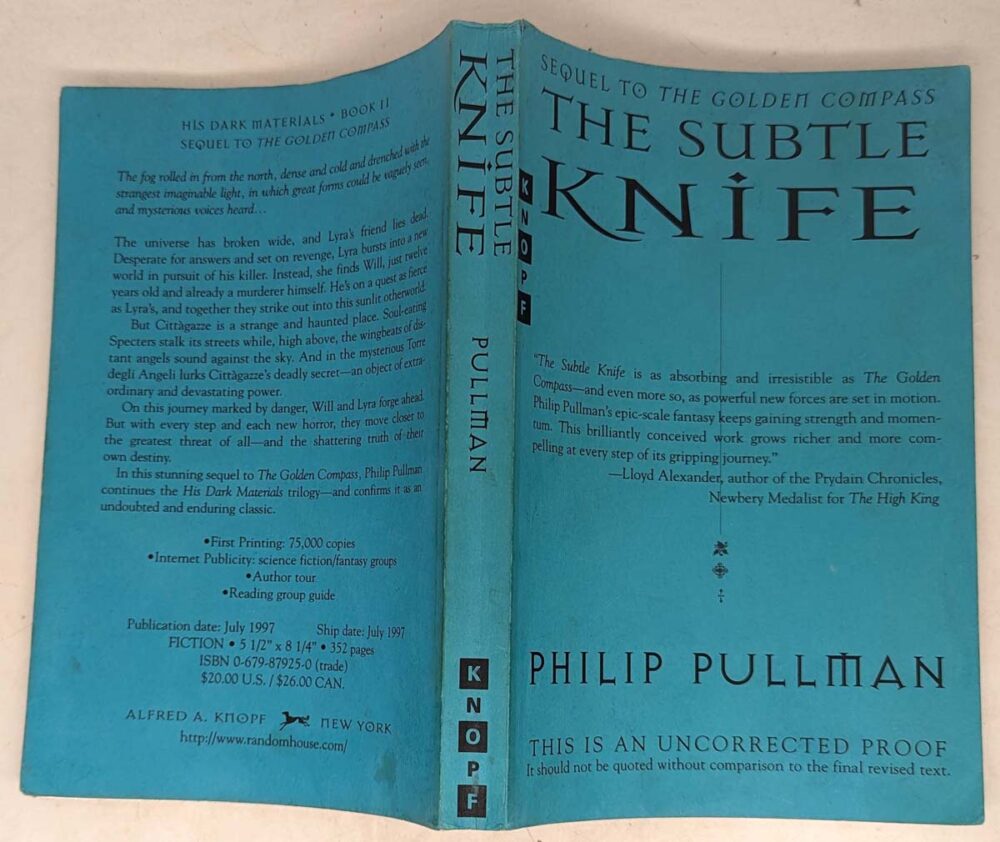 Subtle Knife - Philip Pullman 1997 | SIGNED 1st edition ARC Proof