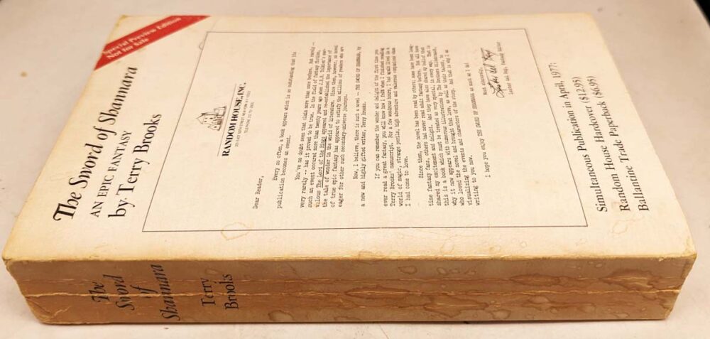 Sword of Shannara - Terry Brooks 1977 | SIGNED 1st Edition ARC Proof