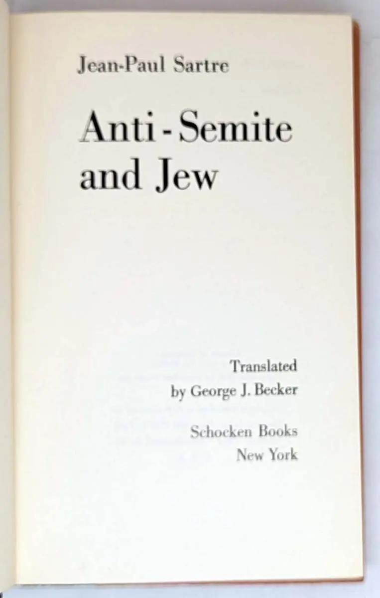 Anti-Semite and Jew - Jean-Paul Sartre 1948 | 1st Edition