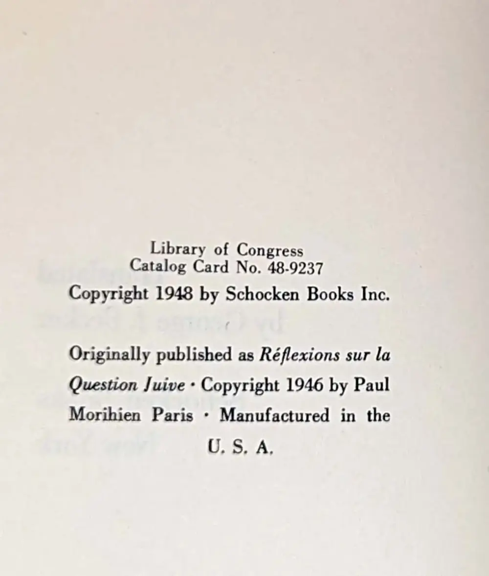 Anti-Semite and Jew - Jean-Paul Sartre 1948 | 1st Edition