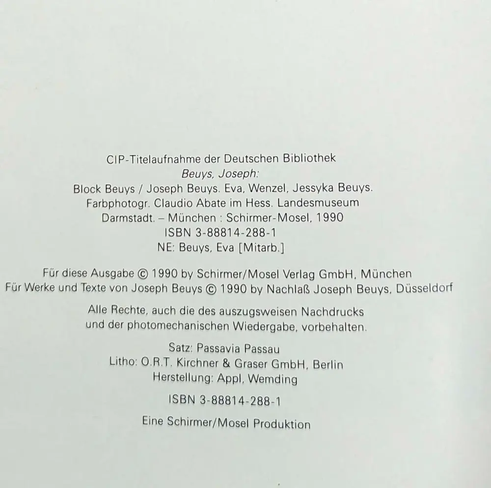 Joseph Beuys, Block Beuys - Eva Wenzel 1990 | 1st Edition