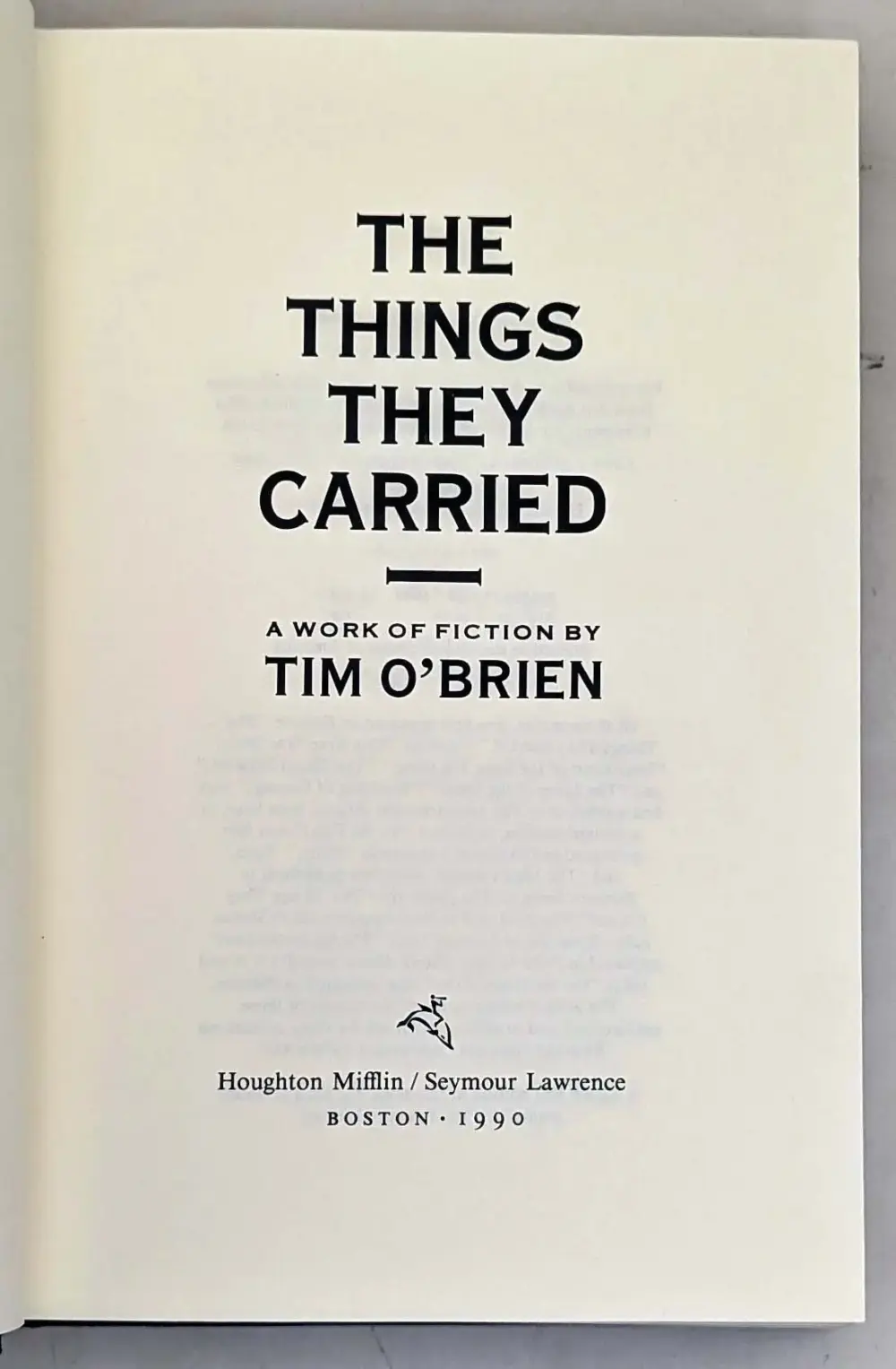 The Things They Carried - Tim O'Brien 1990 | 1st Edition