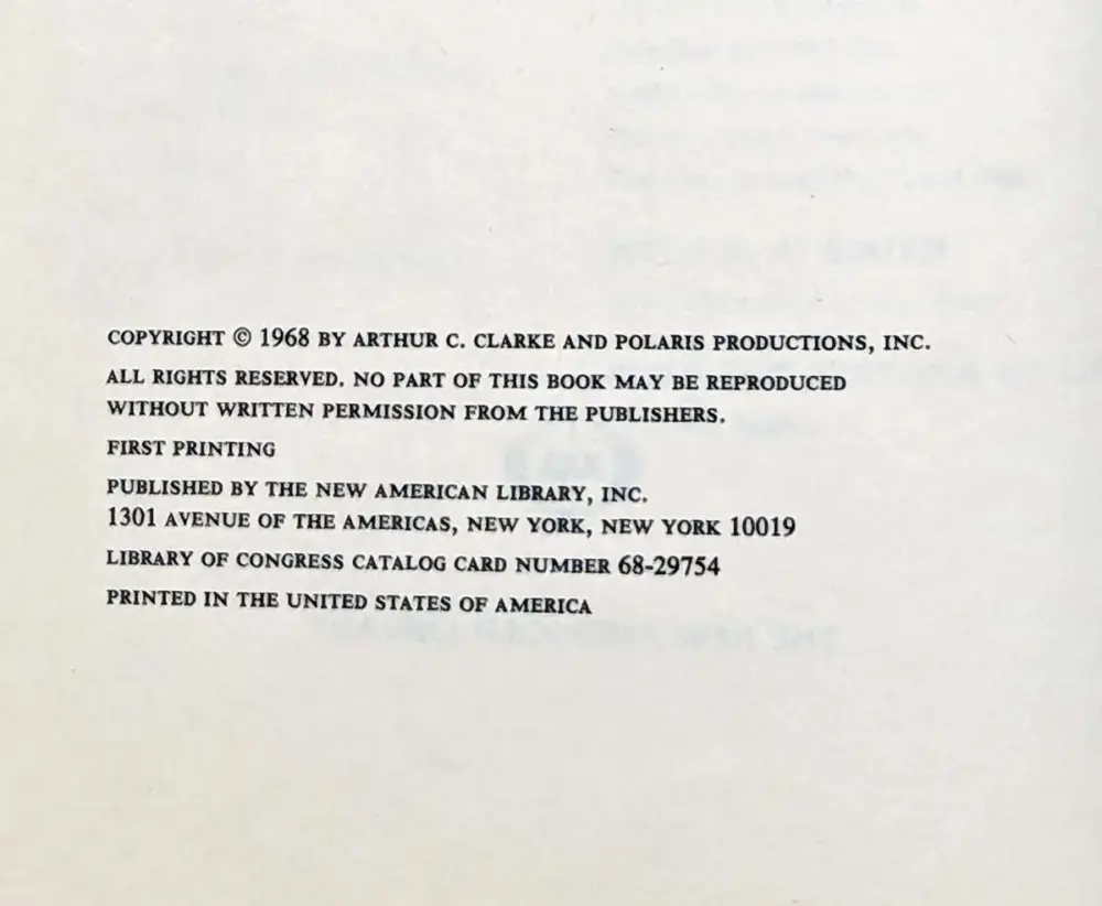 2001: A Space Odyssey - Arthur C. Clarke 1968 | 1st Edition