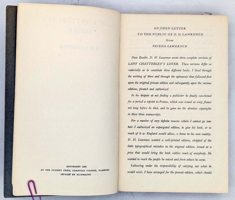 Lady Chatterley's Lover - D.H. Lawrence 1933