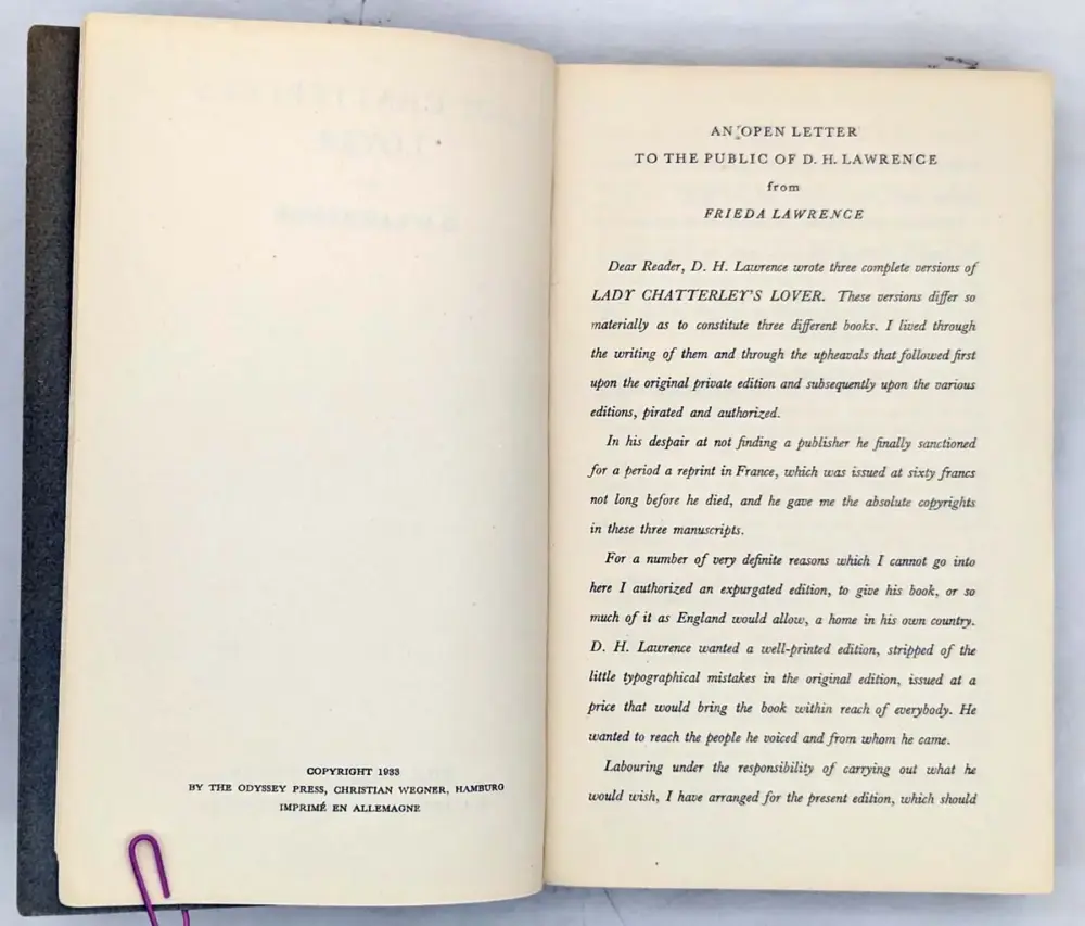 Lady Chatterley's Lover - D.H. Lawrence 1933