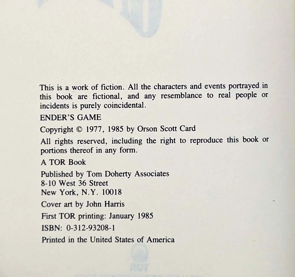 Ender’s Game - Orson Scott Card 1985 | 1st Edition