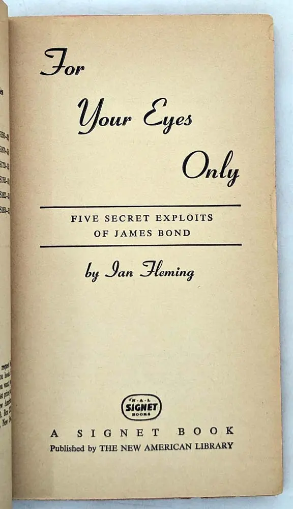 For Your Eyes Only - Ian Fleming 1961 | 1st Signet Paperback