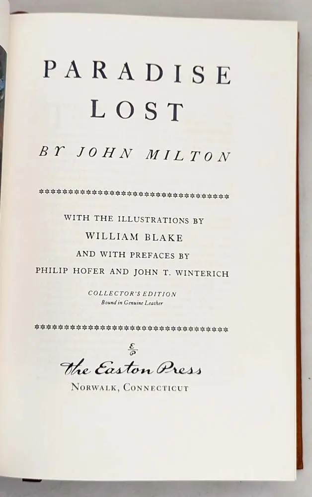 Paradise Lost - John Milton, William Blake | Easton Press 1976