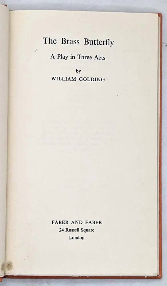 The Brass Butterfly - William Golding 1958 | 1st Edition