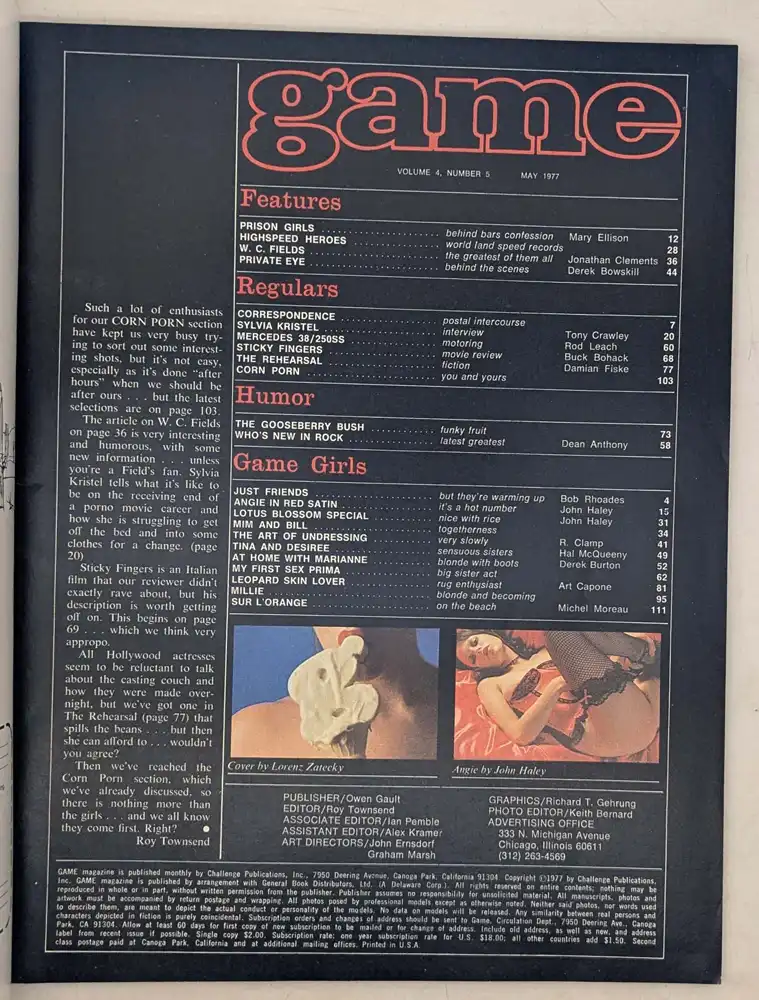 Game Vintage Adult Magazine - May 1977