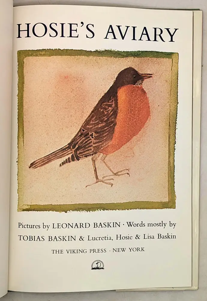 Hosie's Aviary - Leonard Baskin 1979 | 1st Edition Hosie's Aviary - Leonard Baskin 1979 | 1st Edition