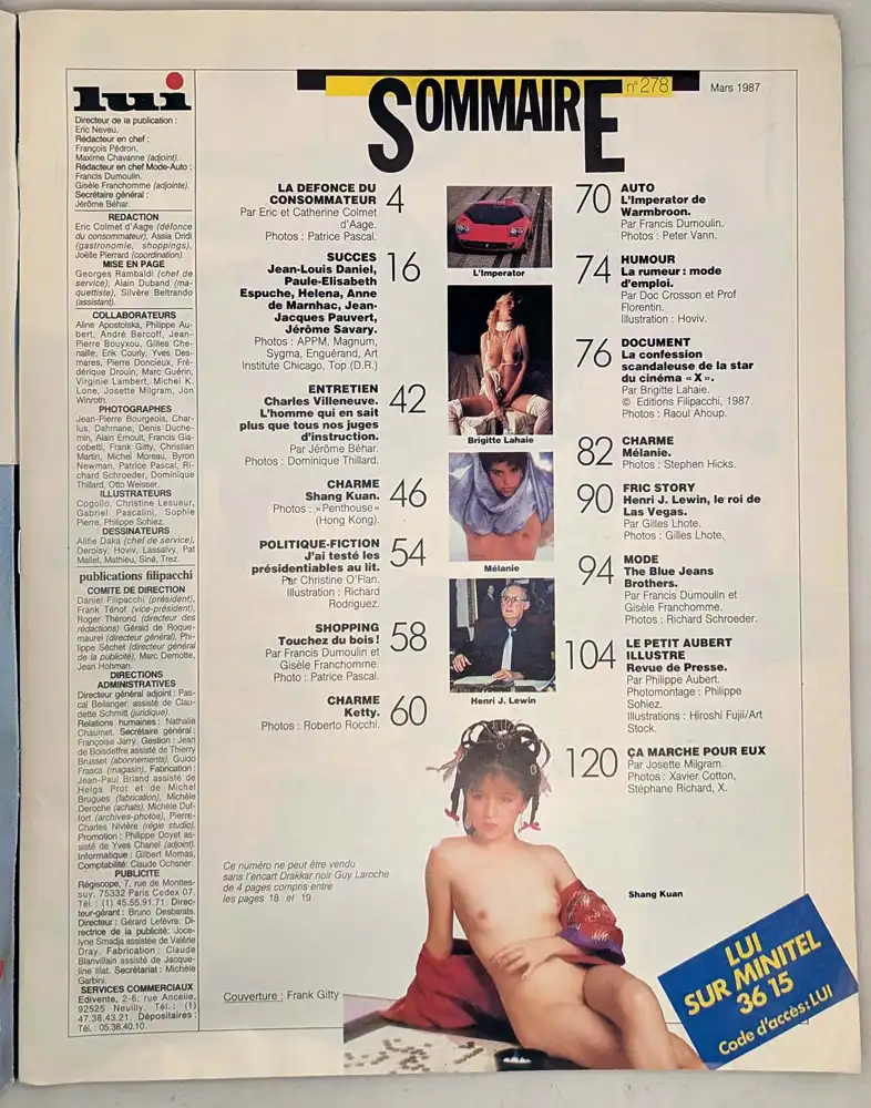 Lui Vintage Adult Magazine - Mars 1987 - Image 3