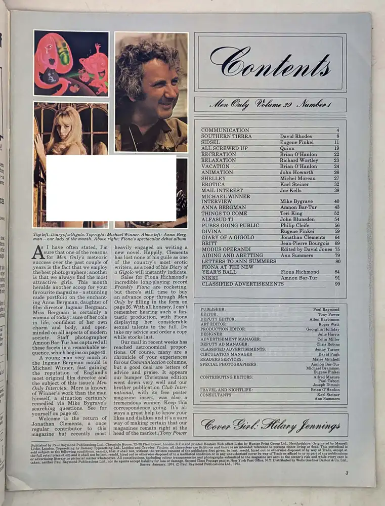 Men Only Vintage Adult Magazine - January 1974