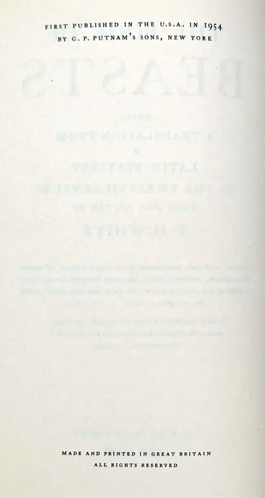 The Book of Beasts - T. H. White 1954 | 1st Edition The Book of Beasts - T. H. White 1954 | 1st Edition
