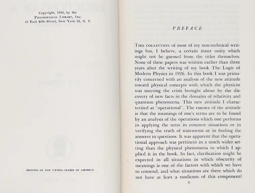 Reflections of a Physicist - Percy Williams Bridgman 1950 | 1st Edition