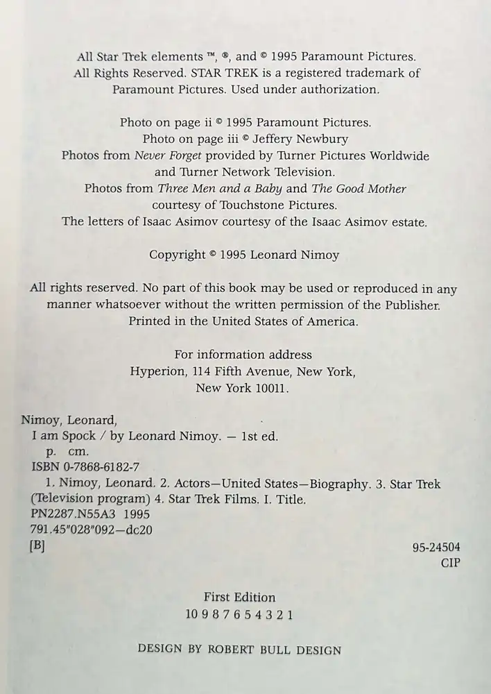 I Am Spock - Leonard Nemoy 1995 | 1st Edition