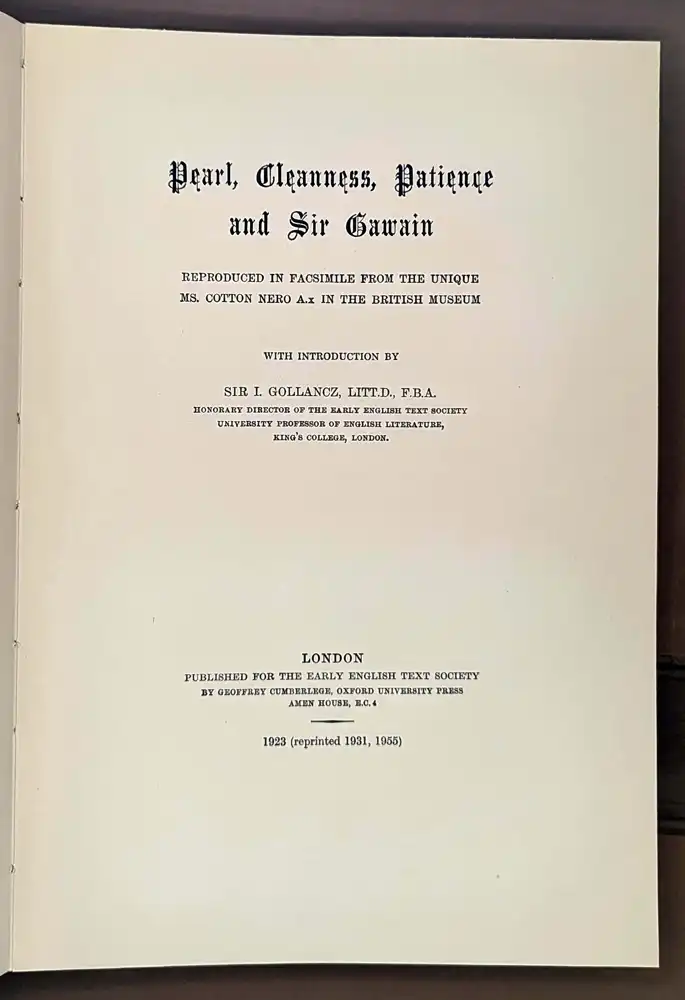 Pearl, Cleanness, Patience and Sir Gawain 1955 | Facsimile